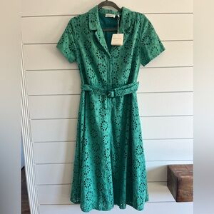 Marie Sixtine Embroidered Eyelet Midi Dress NEW